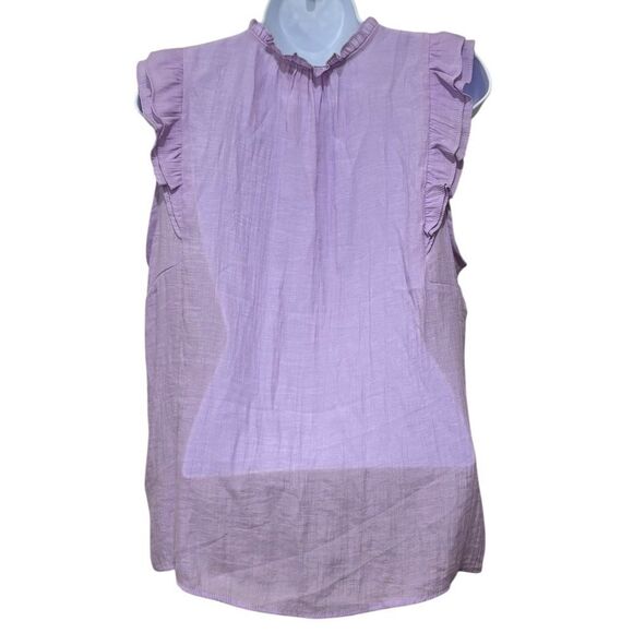 Nanette Lepore Lavender Ruffle Trim Pleated Sleeveless Blouse Women’s Size L - Picture 5 of 6